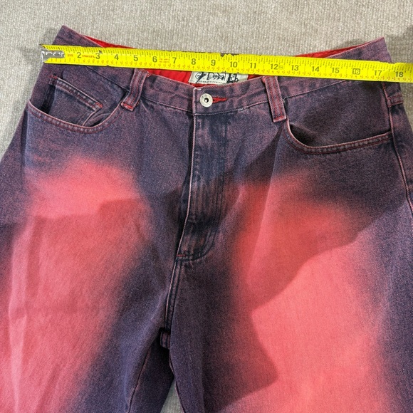 GodBody Denim Red Jean Shorts Men 36x18 Relaxed Wide Leg Baggy Hip Hop Y2K Wide - Picture 4 of 8